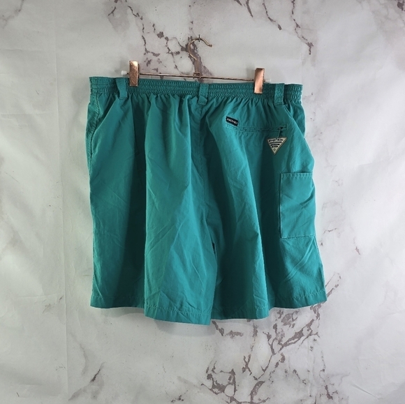 Columbia Swim Trunks Mens Large Blue Green Board Shorts Packable Lined Mesh - Picture 1 of 11